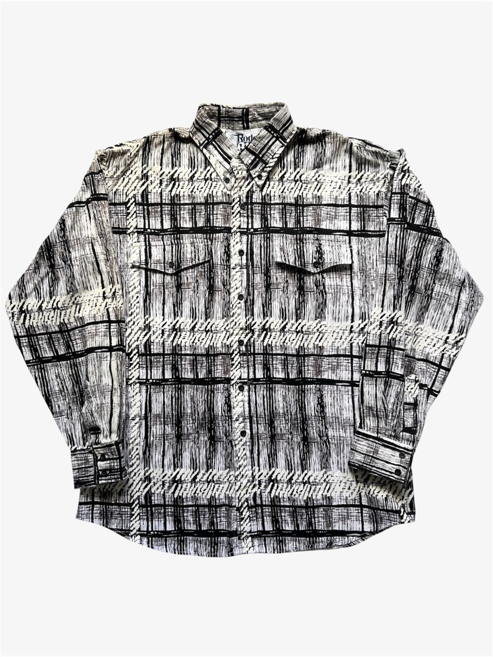 Vintage 90s Roper Blue Rodeo AOP Abstract Long Sleeve Button Down Western XL